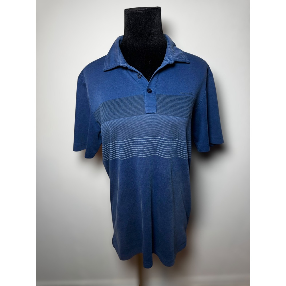 Travis Mathew Men's Navy Blue Striped Short Sleeve Golf Sport‎ Polo Shirt Size S